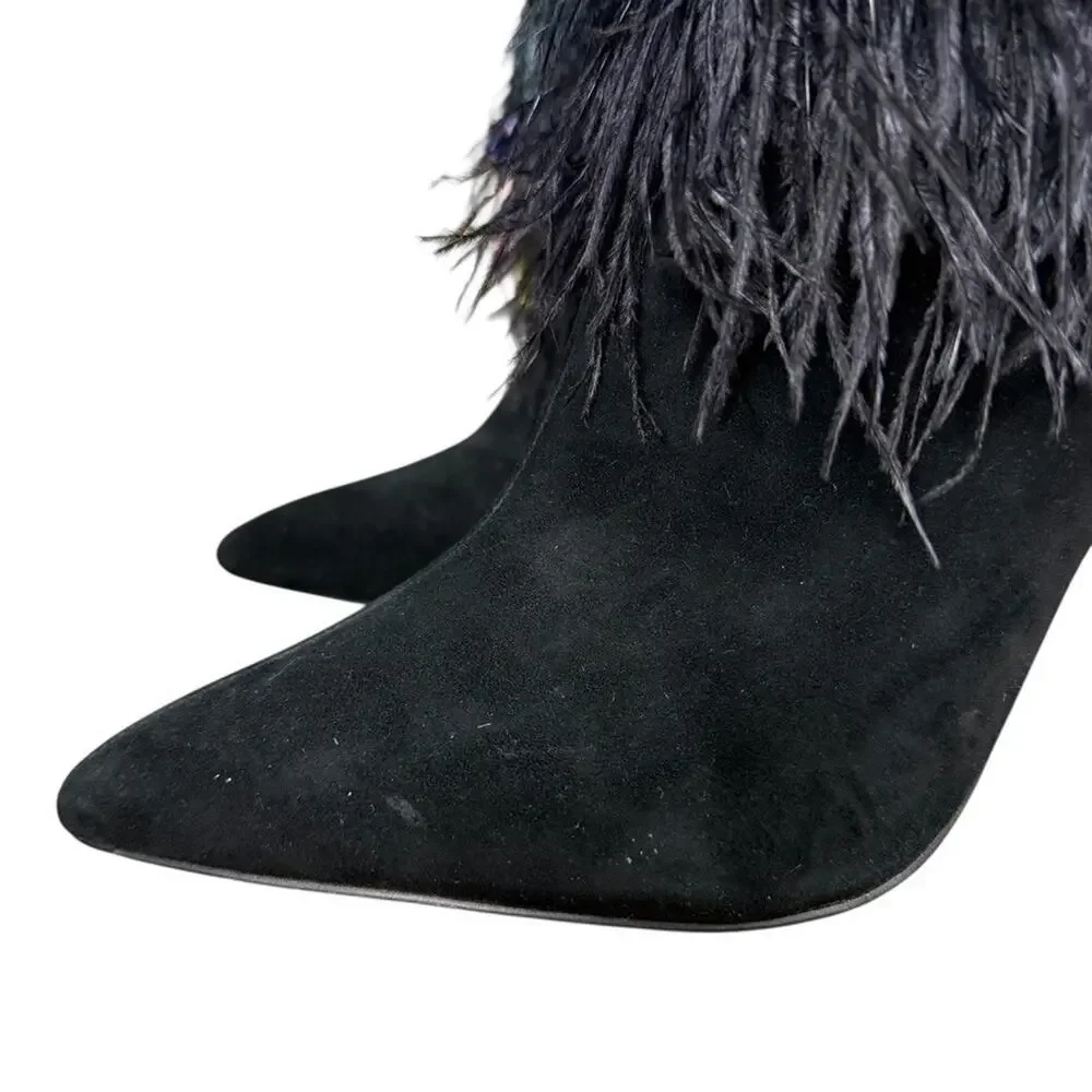 Jessica Simpson Piume Feather Black High Heel Ankle Boots Booties Shoes sz 10